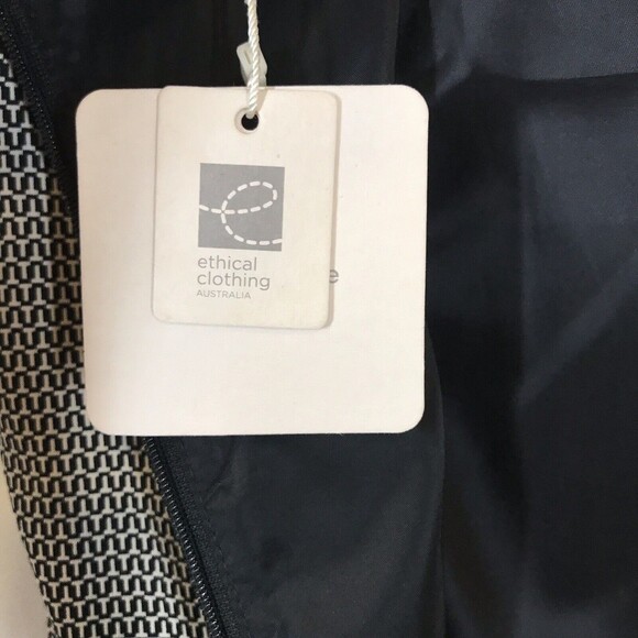 Veronika Maine Womens Black & White Size 6 Knee Length Short Sleeve Sheath Dress - Picture 10 of 14